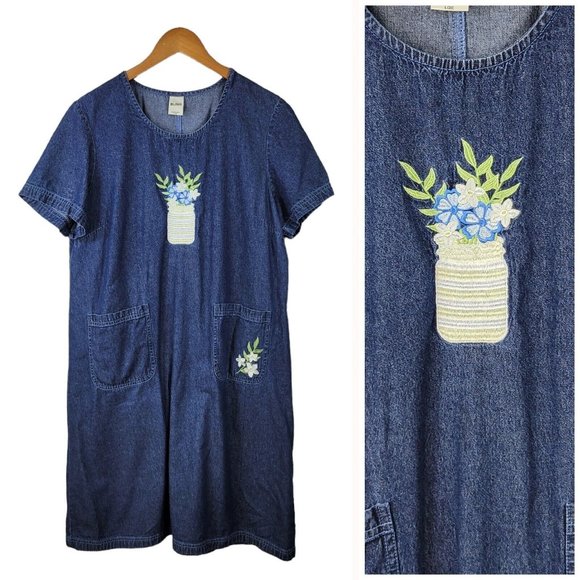Blair | Dresses | Blair Denim Shirt Dress Size Large Blue Jean Pocket ...